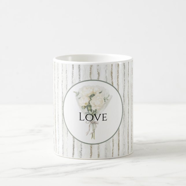 Caneca De Café Riscos Buquê Floral Rosa Branca Amor (Centro)