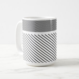 Caneca De Café Ritmo Diagonal em Preto e Branco