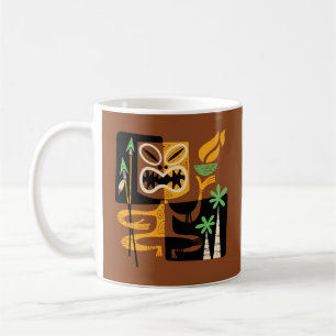 Caneca De Café Rituais Tribais Antigos: Homem com Fogo e Lanças
