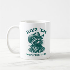 Caneca De Café Rizz 'Em' Com O 'Tismo Raccoon Cowboy Ocidental