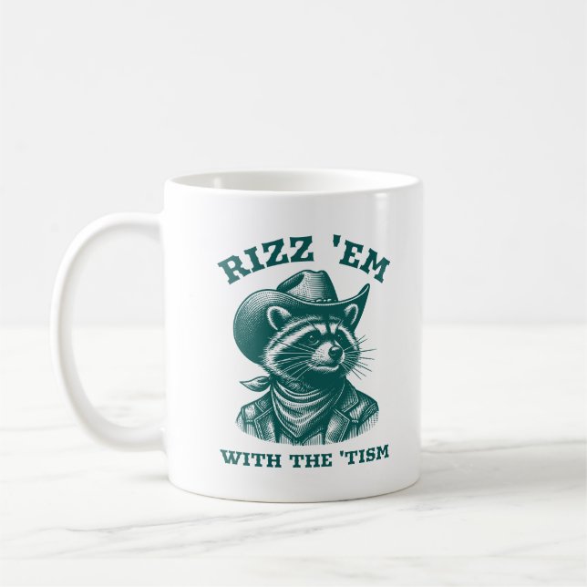 Caneca De Café Rizz 'Em' Com O 'Tismo Raccoon Cowboy Ocidental (Esquerda)