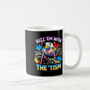Caneca De Café Rizz neles com o tism meme de guaxinim autista aut
