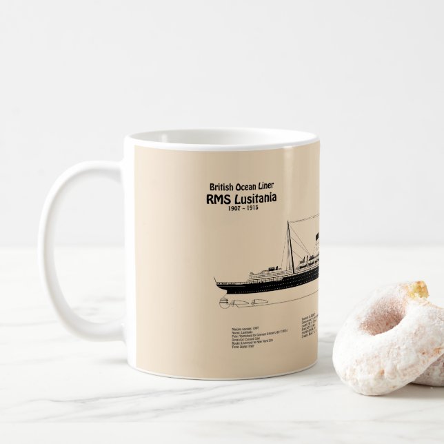 Caneca De Café RMS Lusitania - Planos de Projeto de Entrega SD (Com Donut)
