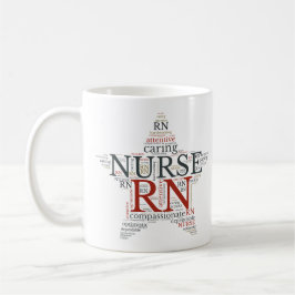 Caneca De Café RN Nurse Mug Registrado | Nuvem de Palavras Estrel