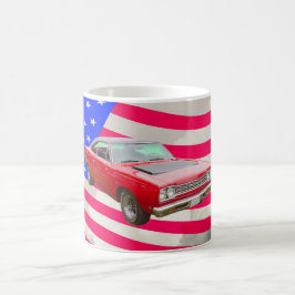 Caneca De Café Roadrunner 1968 de Plymouth e bandeira americana