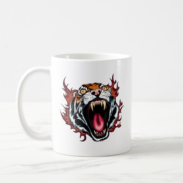 Caneca De Café Roaring Tiger Face Zangada (Esquerda)