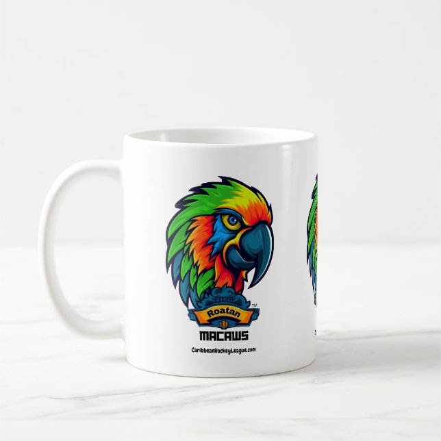 Caneca De Café Roatan Macaws - CaribbeanHockeyLeague.com (Esquerda)