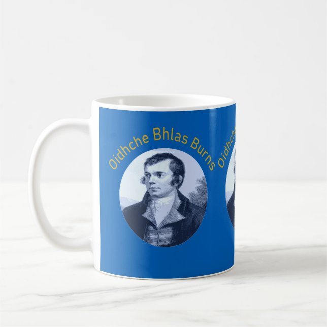 Caneca De Café Robbie Burns - Oidhche Bhlas Burns Yellow Text (Esquerda)
