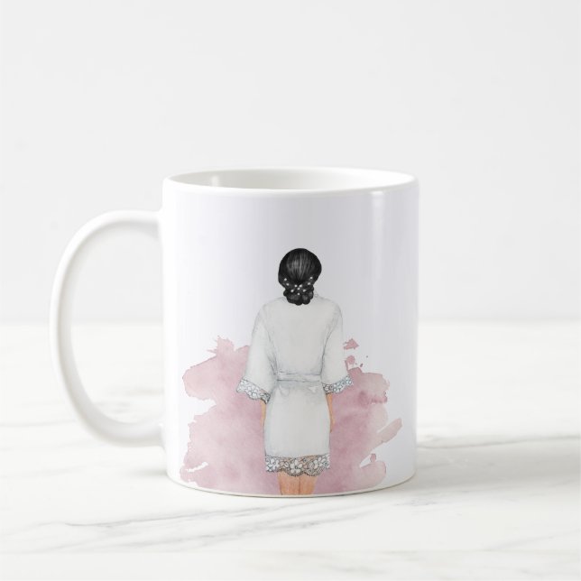 Caneca De Café robe de casamento blusa rosa futuro mrs monograma (Esquerda)