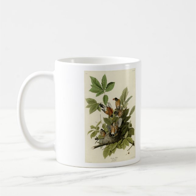 Caneca De Café Robin Americano das Aves da América de Audubon (Esquerda)