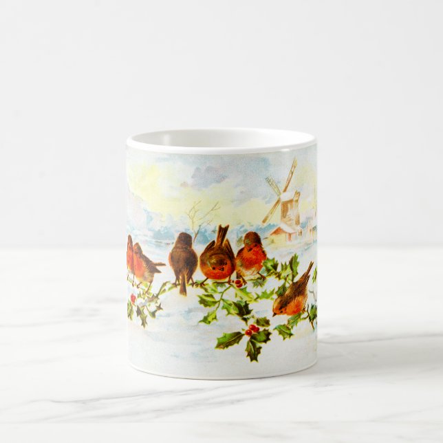 Caneca De Café Robins e azevinho (Centro)