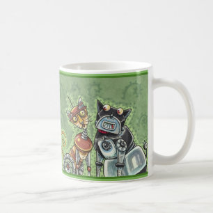 Caneca De Café ROBÔ ADORÁVEL E AMIGO FELINE Pet Engraçado