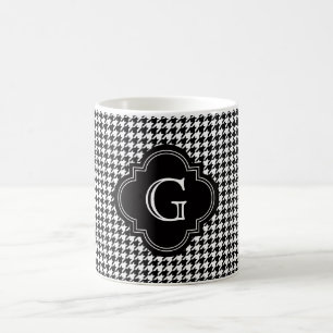 Caneca De Café Robô branco preto clássico com monograma