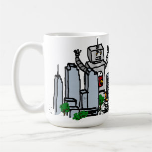 Caneca De Café Robô contra a cidade