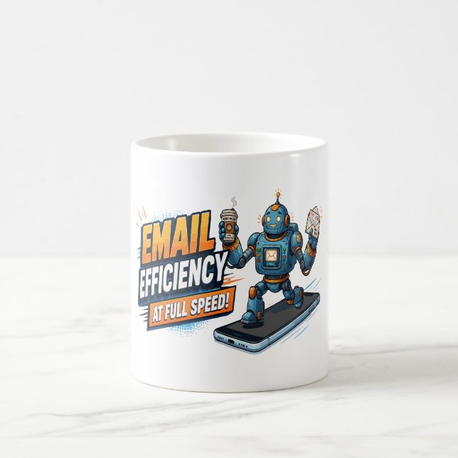 Caneca De Café Robô de Produtividade de E-mail Rápido (Centro)