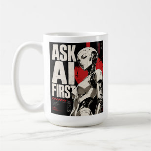 Caneca De Café Robô Humanoide Futurista de IA Design de Tecnologi