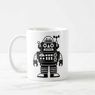Caneca De Café Robô Inspirado no Estilo Retro de Meados do Século