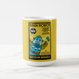 Caneca De Café Robô Oferece Presente Para A Fenda De Aniversário