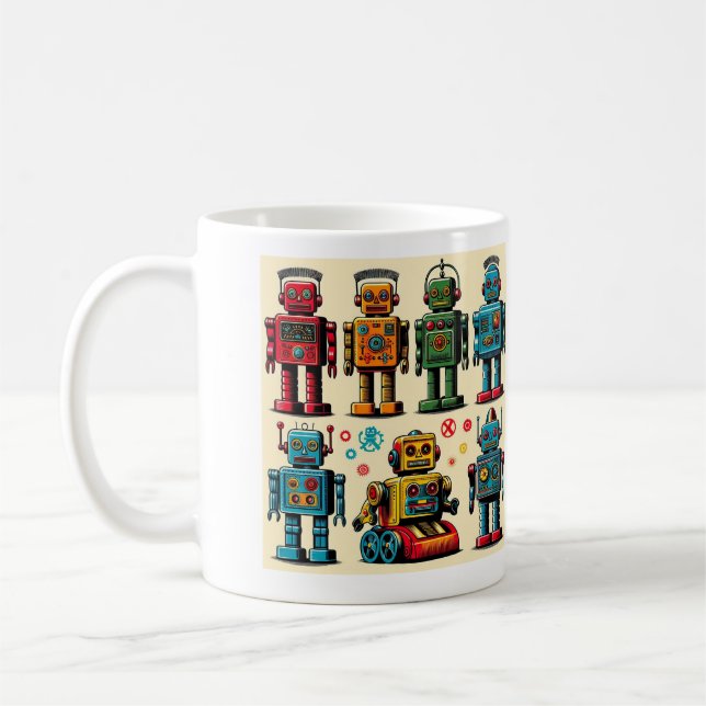 Caneca De Café Robôs de brinquedo estilo 1950 (Esquerda)