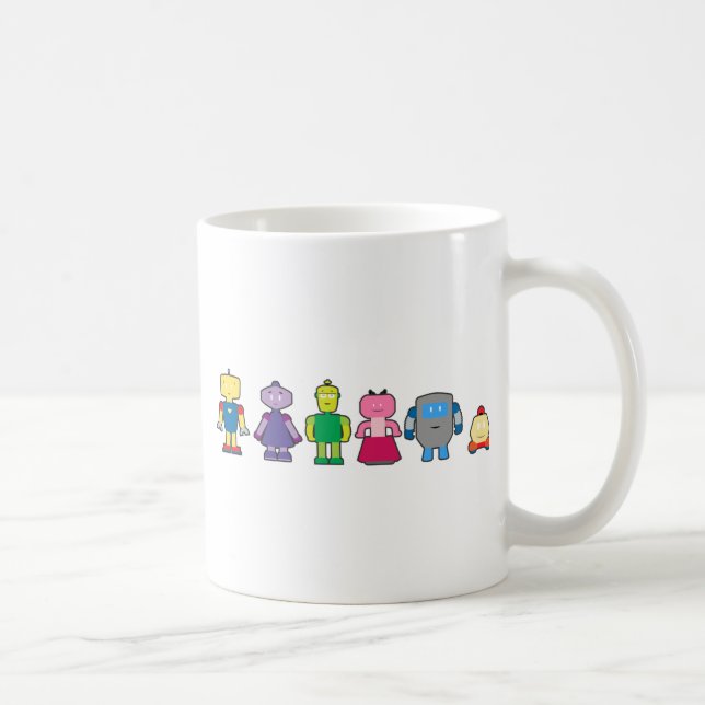 Caneca De Café Robôs de Desenho Animado Fofos (Direita)