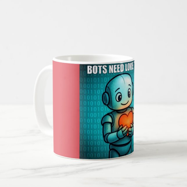 Caneca De Café Robôs Também Precisam de Amor -  (Frente Esquerda)