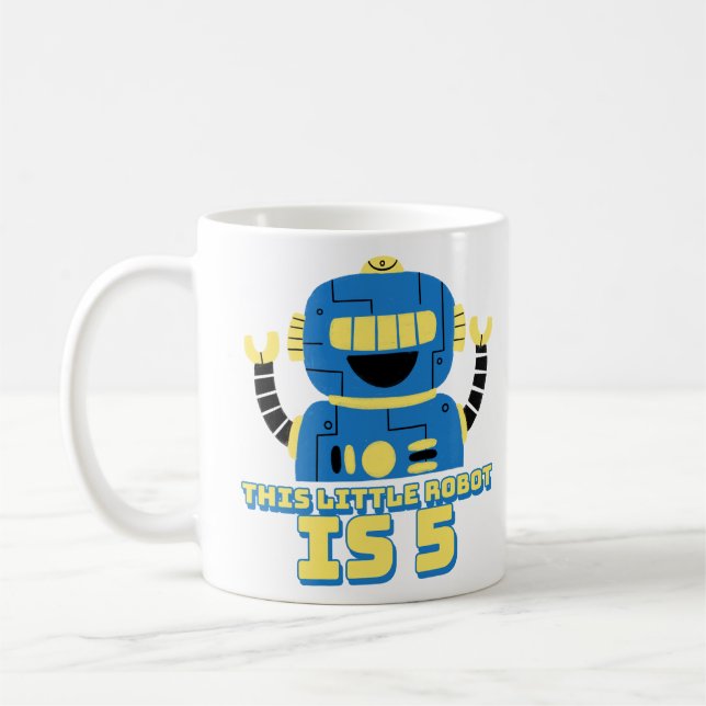 Caneca De Café Robot Birthday 5 anos (Esquerda)
