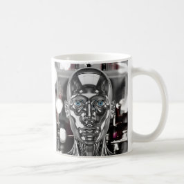Caneca De Café Robot chrome réaliste