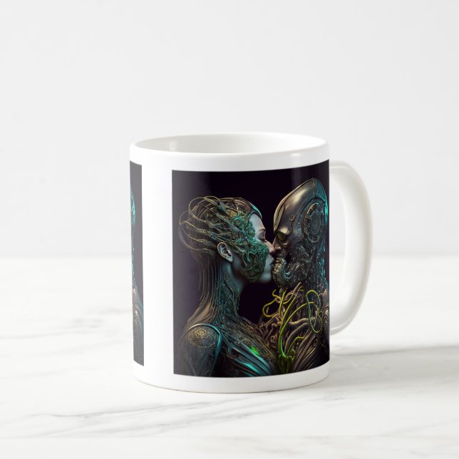 Caneca De Café Robot Love Classic Mug, 11 oz (Frente Esquerda)