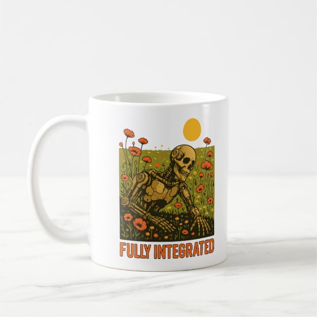 Caneca De Café Robot Nature Flores Campo de Flor (Esquerda)