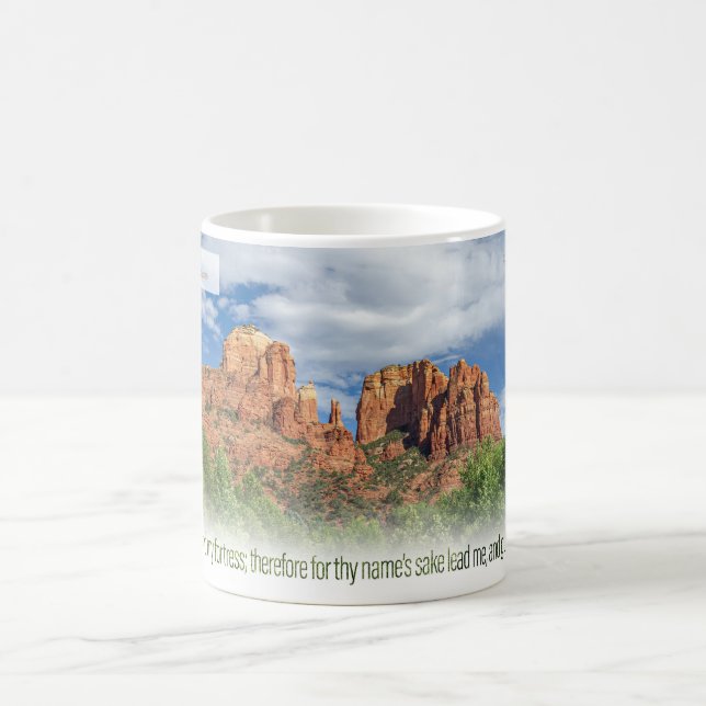 Caneca De Café Rocha da Catedral Salmo 31:3 KJV (Centro)