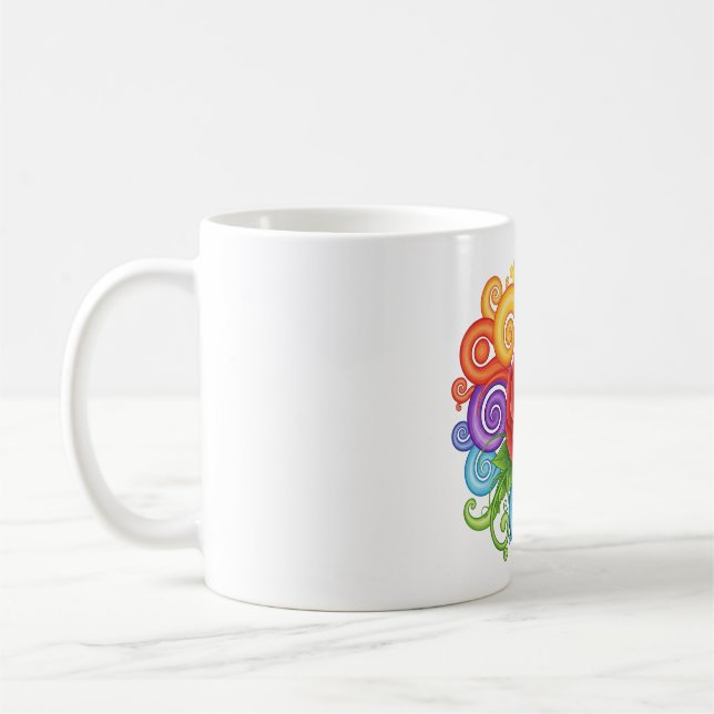 Caneca De Café Rochas coloridas e arte Rosa vermelha (Esquerda)