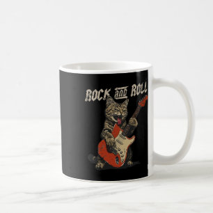 Caneca De Café Rock And Roll Guitar Cat Vintage Rock Guitarist Ca