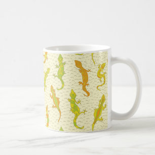 Caneca De Café Rock Escalando Geckos em amarelo - padrão perfeito