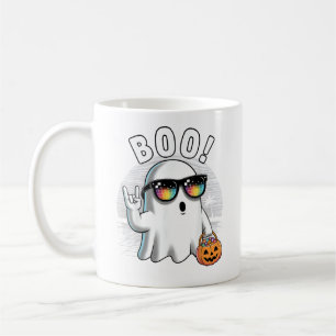 Caneca De Café Rock Ghost Retro Halloween Pumpkin Funny Boo