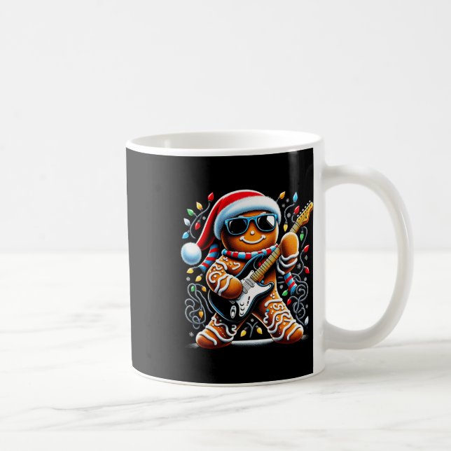 Caneca De Café Rock Guitar Gingerbird Tocando Violão Engraçado Ch (Direita)