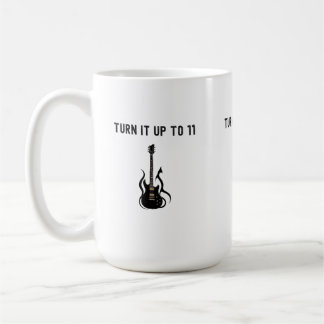 Caneca De Café Rock Guitar “Turn It Up to 11” Graphic Design