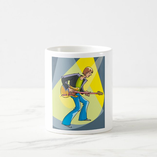 Caneca De Café Rock Guitarist 70s Style Musician (Criador carregado)