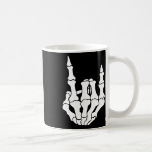 Caneca De Café Rock Hand Skeleton Vintage - Sinal de Rocker Hallo