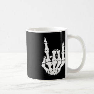Caneca De Café Rock Hand Skeleton Vintage - Sinal de Rocker Hallo