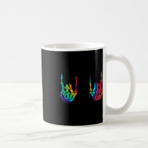 Caneca De Café Rock On Rock Star Skeleton Mãos Rocker Halloween