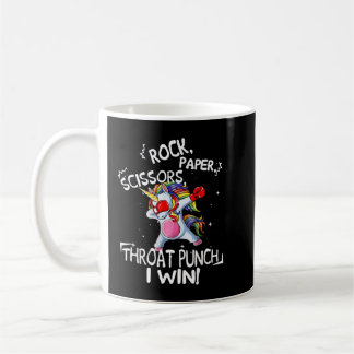 Caneca De Café Rock Paper Scissors Throat Punch I win Unicorn Box