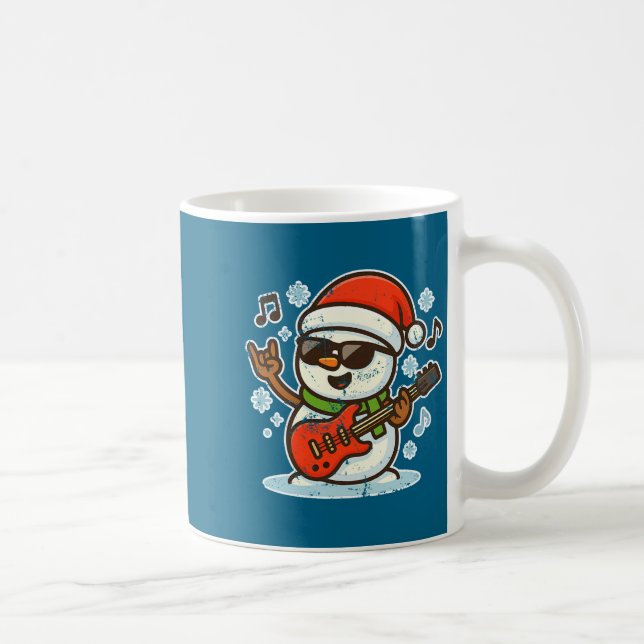 Caneca De Café Rock Snowman With Guitar Premium Tri-blend  (Direita)