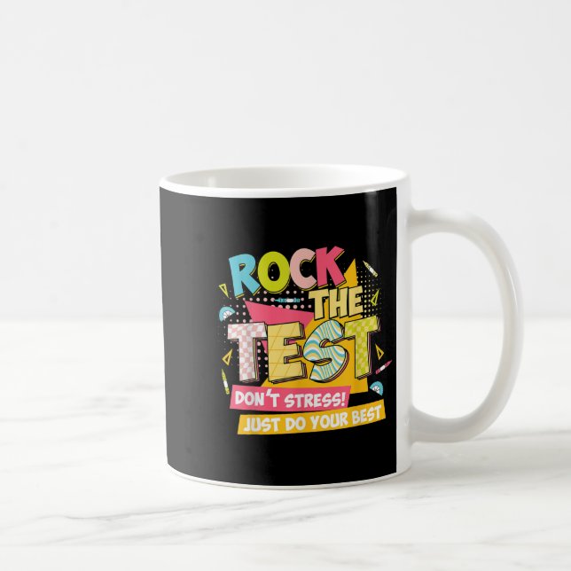 Caneca De Café Rock The Test Day Motivational Retro Teachers Test (Direita)