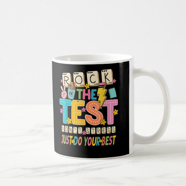 Caneca De Café Rock The Test Dont Stress Do Best Teacher Testing (Direita)