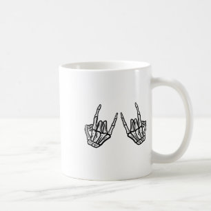 Caneca De Café Rocker Hand Sinal Skeleton Retro Halloween Men