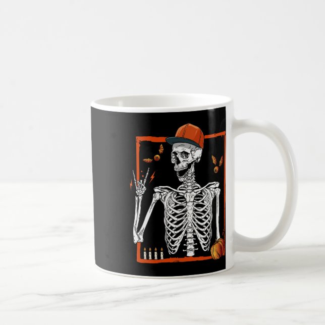 Caneca De Café Rocker Skeleton Rocha Sobre O Dia Das Bruxas (Direita)