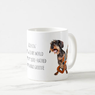 Caneca De Café Rockin' the Wiener World - Dachshund cabeludo