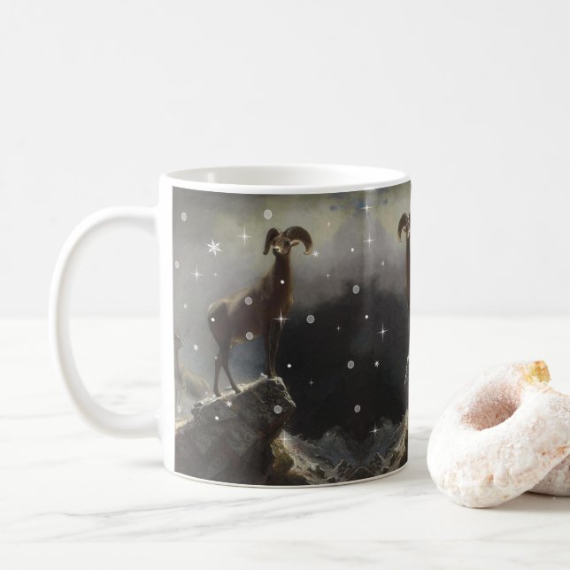 Caneca De Café Rocky Mountain Sheep por Albert Bierstadt (Com Donut)