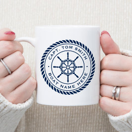 Caneca De Café Roda náutica do navio do capitão do navio