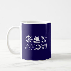 Caneca De Café Roda, veleiro, Anchor Ahoy! Branca
